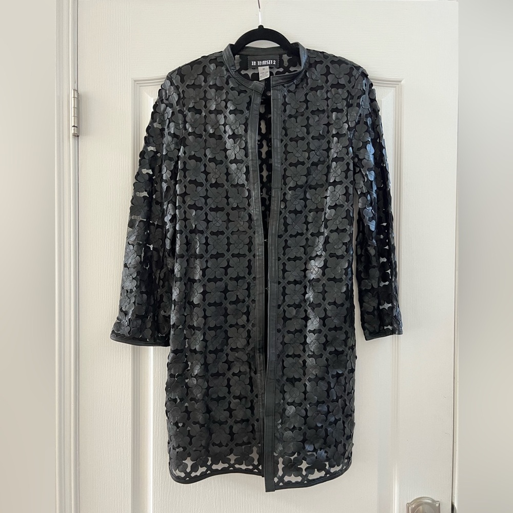 Leather cut-out jacket